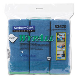 WypAll® Microfiber Cloths, Reusable, 15.75 x 15.75, Blue, 6/Pack