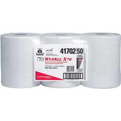 WypAll® X70 Cloths, Center-Pull, 9.8 x 12.2, White, 275/Roll, 3 Rolls/Carton