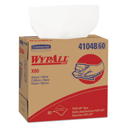 WypAll® X80 Cloths, HYDROKNIT, POP-UP Box, 8.34 x 16.8, White, 80/Box, 5 Boxes/Carton