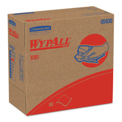 WypAll® X80 Cloths, HYDROKNIT, POP-UP Box, 8.34 x 16.8, Red, 80/Box, 5 Box/Carton