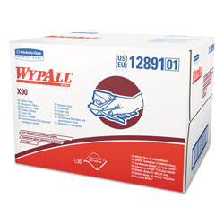 WypAll® X90 Cloths, BRAG Box, 2-Ply, 11.1 x 16.8, Denim Blue, 136/Carton