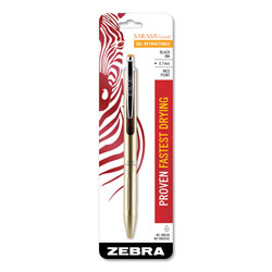 Zebra Pen Blister-Carded Sarasa Grand Retractable Gel Pen, Fine 0.7mm, Black Ink, Gold Barrel