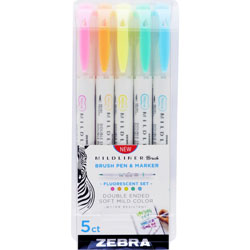 Zebra Pen Mildliner Brush Pen & Marker Set - 5 / Pack