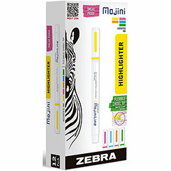 Zebra Pen Mojini Single Ended Highlighters, 4 mm Marker Point Size, Chisel Marker Point Style, Assorted Water Based Ink, 12/Dozen