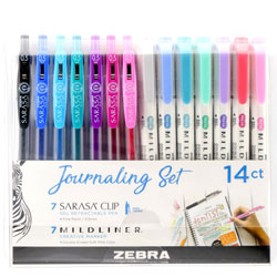 Zebra Pen Sarasa Clip Gel Pens/Mildliner Markers Set - 1 mm Pen Point Size - Bullet, Chisel Marker Point Style - Multi Gel-based Ink - 14 / Pack