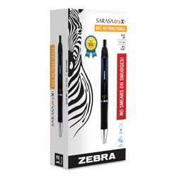 Zebra Pen Sarasa Dry Gel X1 Retractable Gel Pen, Medium 0.7mm, Blue Ink/Barrel, Dozen