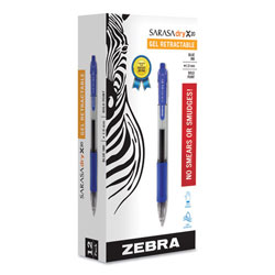 Zebra Pen Sarasa Dry Gel X20 Retractable Gel Pen, Bold 1mm, Blue Ink, Translucent Blue Barrel, Dozen