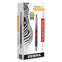 Zebra Pen Sarasa Dry Gel X30 Retractable Gel Pen, Medium 0.7mm, Red Ink/Barrel, Dozen