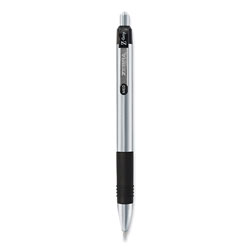 Zebra Pen Z-Grip Metal Retractable Ballpoint Pen, Medium 1 mm, Black Ink, Silver Barrel, Dozen