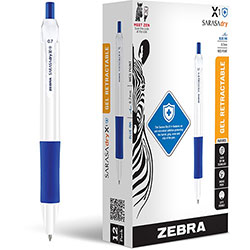 Zebra Sarasa Dry X1+ Retractable Gel Pen, Medium 0.7 mm, Blue Ink, White Barrel, 12/Pack
