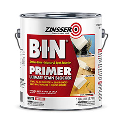 Zinsser BIN Shellac-Base Interior and Spot Exterior Primer, Flat White, 1 gal Bucket/Pail, 2/Carton