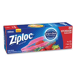 Ziploc® Double Zipper Storage Bags, 1 gal, 1.75 mil, 10.56 in x 10.75 in, Clear, 342/Carton