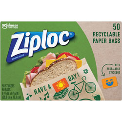 Ziploc® Paper Bags, 3 in x 5 in Length, Brown, Paper, 50/Box, Lunch, Sandwich, Snack
