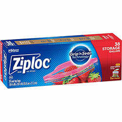 Ziploc® Stand-Up Storage Bags, Blue, 9/Carton, Kitchen