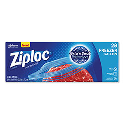 Ziploc® Zipper Freezer Bags, 1 gal, 2.7 mil, 9.6 in x 12.1 in, Clear, 28/Box