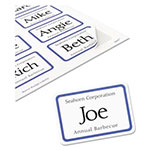 Avery Flexible Adhesive Name Badge Labels, 3.38 x 2.33, White/Blue Border, 400/Box view 2