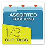 Pendaflex Colored File Folders, 1/3-Cut Tabs, Letter Size, Blue/Light Blue, 100/Box view 1