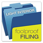 Pendaflex Colored File Folders, 1/3-Cut Tabs, Letter Size, Navy Blue/Light Blue, 100/Box view 2
