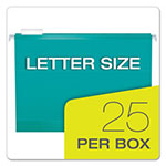 Pendaflex Colored Reinforced Hanging Folders, Letter Size, 1/5-Cut Tab, Aqua, 25/Box view 4