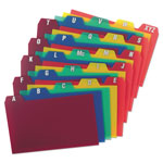 Oxford Durable Poly A-Z Card Guides, 1/5-Cut Top Tab, A to Z, 3 x 5, Assorted Colors, 25/Set view 1