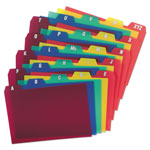 Oxford Durable Poly A-Z Card Guides, 1/5-Cut Top Tab, A to Z, 4 x 6, Assorted Colors, 25/Set view 1