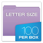 Pendaflex Double-Ply Reinforced Top Tab Colored File Folders, 1/3-Cut Tabs, Letter Size, Lavender, 100/Box view 5