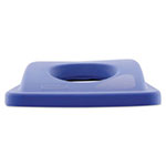 Rubbermaid Lid for Slim Jim Bottle Recycling Container, 20.38w x 11.38d x 2.75h, Blue view 3