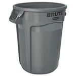 Rubbermaid Vented Round Brute Container, 32 gal, Plastic, Gray view 1
