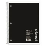 Universal Wirebound Notebook, 1-Subject, Medium/College Rule, Black Cover, (100) 11 x 8.5 Sheets view 1