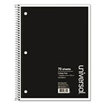 Universal Wirebound Notebook, 1-Subject, Medium/College Rule, Black Cover, (70) 10.5 x 8 Sheets view 1