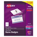 Avery Clip-Style Badge Holder with Laser/Inkjet Insert, Top Load, 3.5 x 2.25, White, 100/Box orginal image