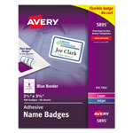 Avery Flexible Adhesive Name Badge Labels, 3.38 x 2.33, White/Blue Border, 400/Box orginal image