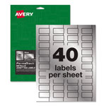 Avery PermaTrack Metallic Asset Tag Labels, Laser Printers, 0.75 x 1.5, Metallic Silver, 40/Sheet, 8 Sheets/Pack orginal image