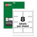 Avery PermaTrack Tamper-Evident Asset Tag Labels, Laser Printers, 2 x 3.75, White, 8/Sheet, 8 Sheets/Pack orginal image