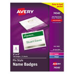 Avery Pin-Style Badge Holder with Laser/Inkjet Insert, Top Load, 4 x 3, White, 100/Box orginal image