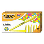 Bic Brite Liner Highlighter, Chisel Tip, Fluorescent Yellow, Dozen orginal image