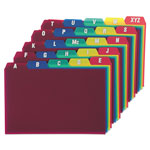 Oxford Durable Poly A-Z Card Guides, 1/5-Cut Top Tab, A to Z, 4 x 6, Assorted Colors, 25/Set orginal image