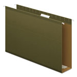 Pendaflex Extra Capacity Reinforced Hanging File Folders with Box Bottom, Legal Size, 1/5-Cut Tab, Standard Green, 25/Box orginal image