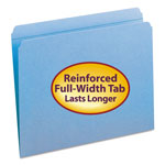 Smead Reinforced Top Tab Colored File Folders, Straight Tab, Letter Size, Blue, 100/Box orginal image