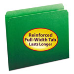 Smead Reinforced Top Tab Colored File Folders, Straight Tab, Letter Size, Green, 100/Box orginal image