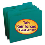 Smead Reinforced Top Tab Colored File Folders, 1/3-Cut Tabs, Letter Size, Teal, 100/Box orginal image