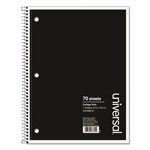 Universal Wirebound Notebook, 1-Subject, Medium/College Rule, Black Cover, (70) 10.5 x 8 Sheets orginal image