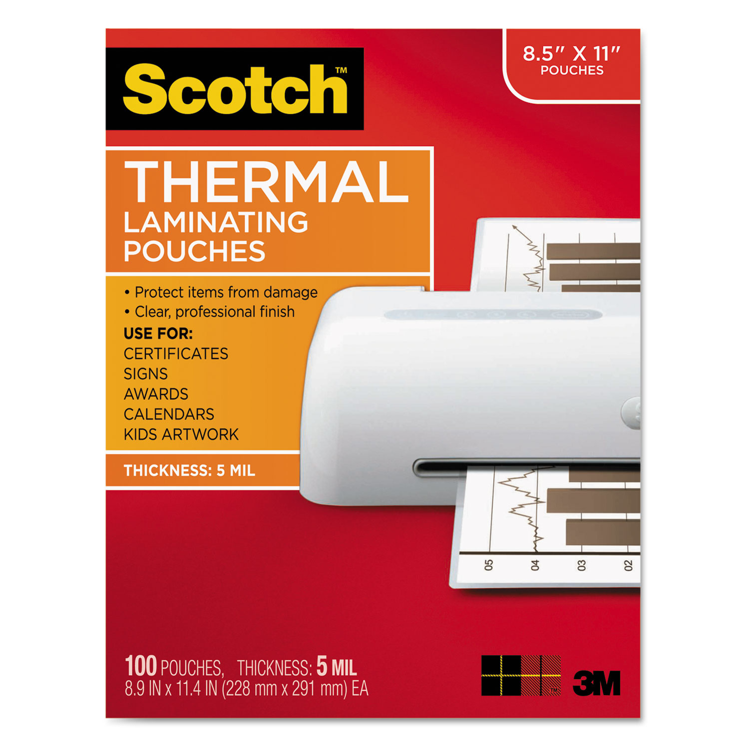3m Scotch™ Laminating Pouches 5 Mil 9 X 115 Gloss Clear 100pack Mmmtp5854100 