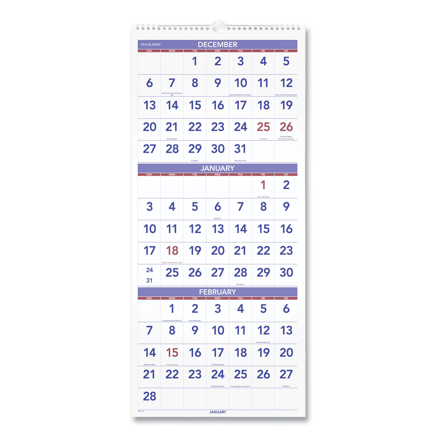 Acco AtAGlance Deluxe ThreeMonth Reference Wall Calendar Vertical